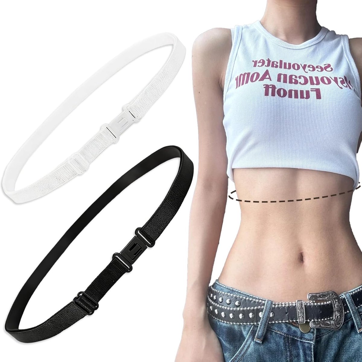 2 Stuks Shirt tuck band, Verstelbare Shirt Crop Band voor, Elastische