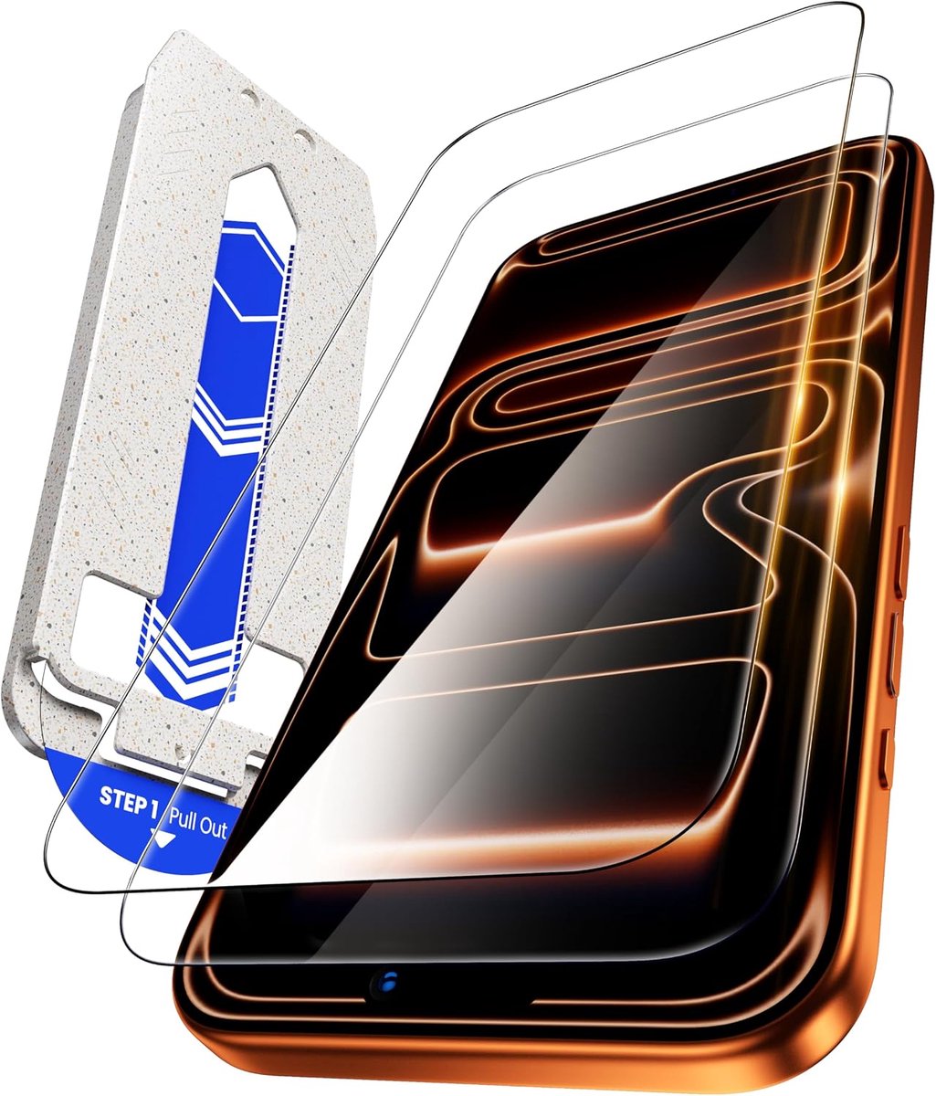Beschermfolie voor iPhone 17 Pro Max, 9H + hardheid, beschermfolie, HD-helder, eenvoudige installatie, 0 stof en luchtbellen, anti-vingerafdruk, anti-peeping, 2 stuks