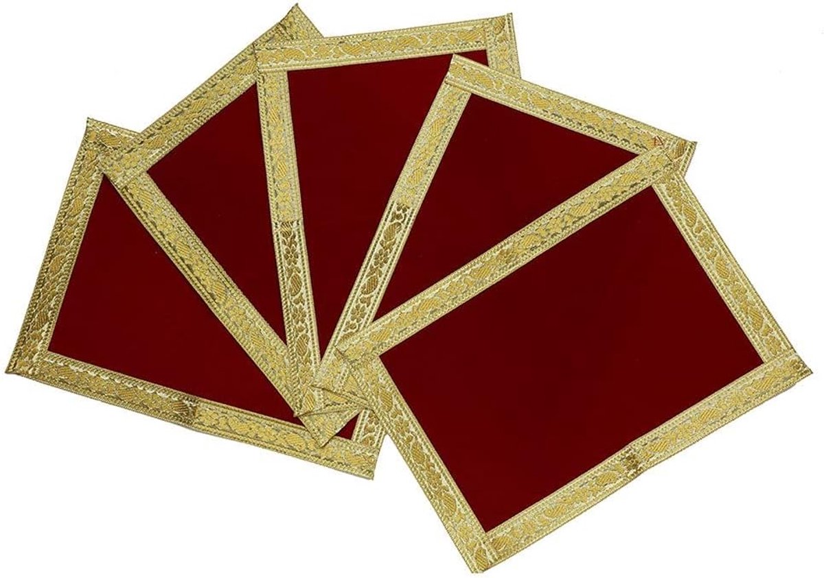 Set of 5 Mat Aasan Small Pooja Aasan Decorative Cloth(Size:- 7"X10") Laxmi Ganesh Multipurpose Pooja Indian Traditional Cultural Festival Ganesha Decorations Item Article Puja Kit(Marron)