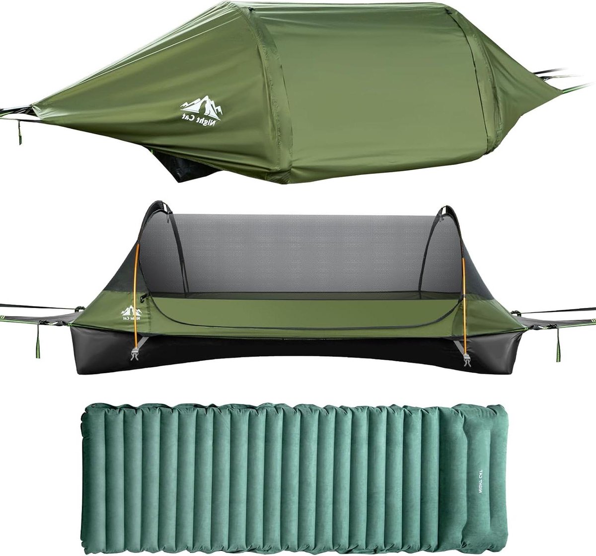 Kampeerhangmat - Buitenligger - Outdoor Ontspanning - Vlakke Bodem Ontwerp - 2.2 x 0.7 Meter - Groen