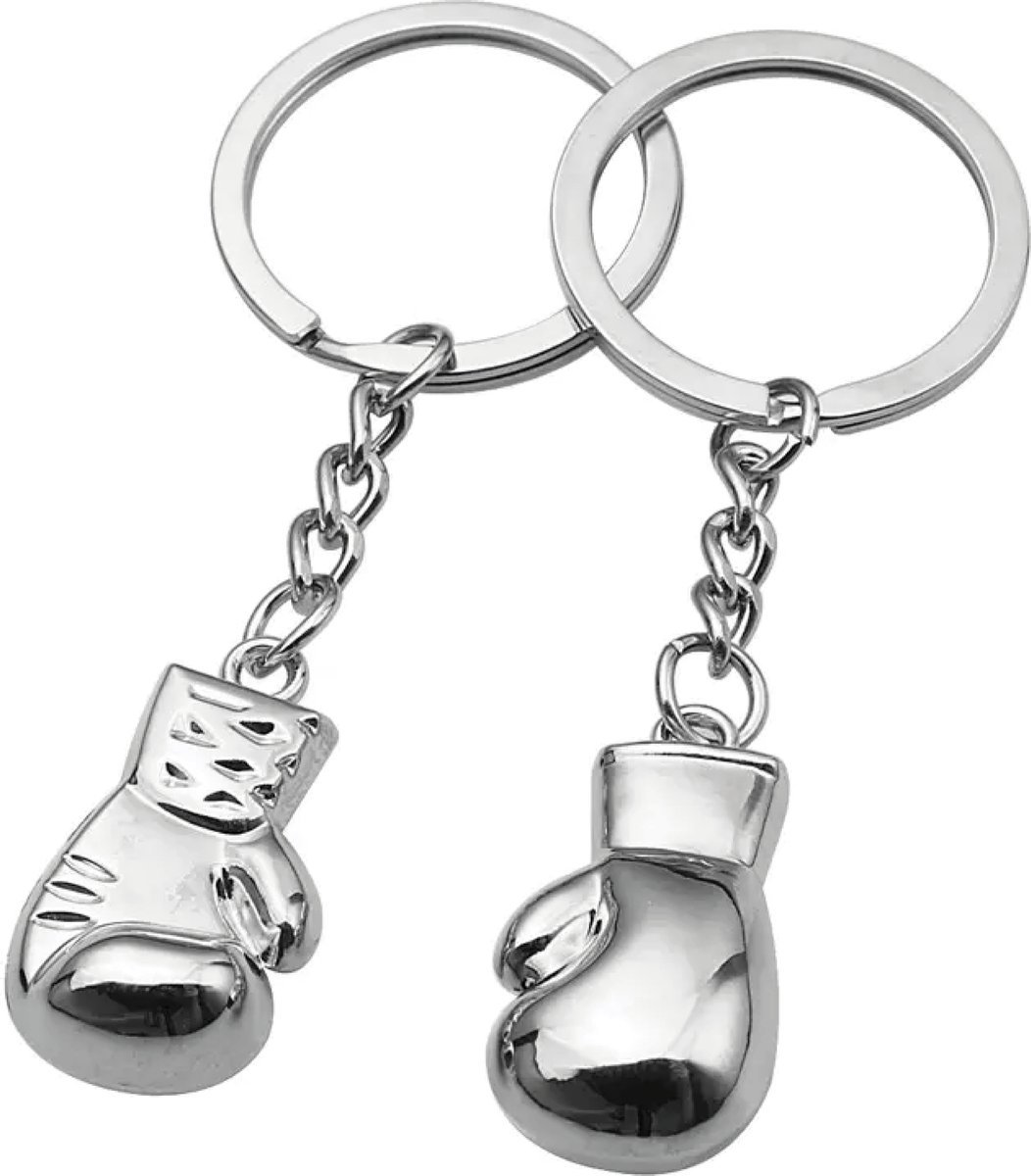 *** Sleutelhanger Bokshandschoenen - 2 Stuks - Metalen Sleutelhanger - Corrosiebestendig - Sport Cadeau - Glanzend Uiterlijk - Sleutelhangers van Heble® ***