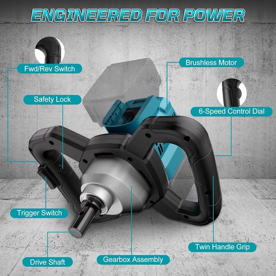 compatibel met Makita 18 V, 1200 W, borstelloze motor, grondboor — afbeelding 3