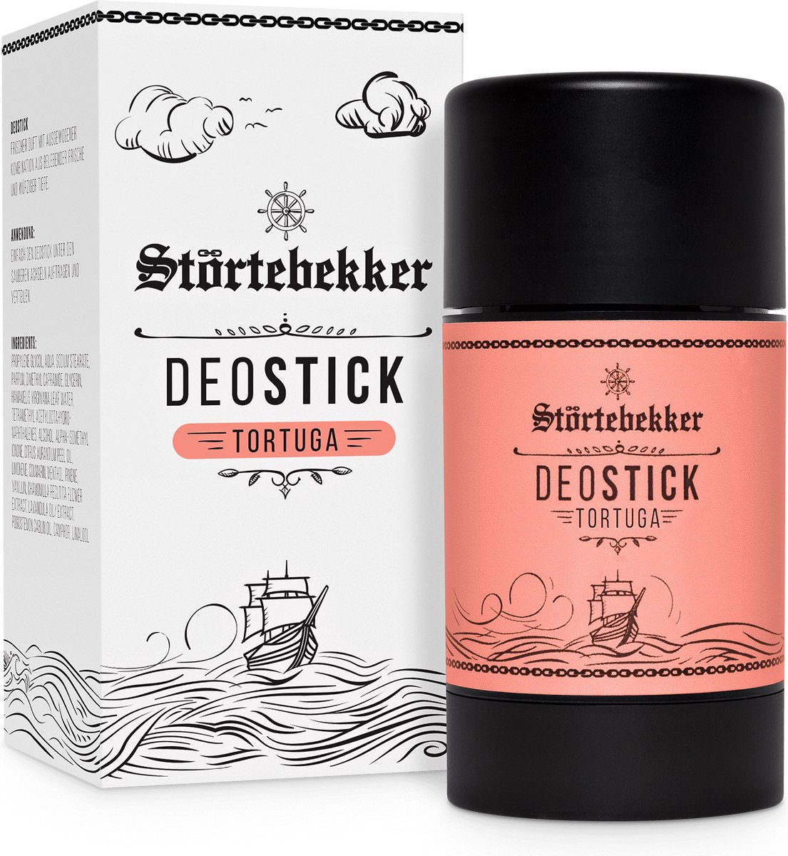Störtebekker® Premium Deostick Tortuga - Deodorant Stick zonder Aluminiumchloride & Parabenen - Geeft Vocht door Toverhazelaar & Bestrijdt Geurtjes - Kruidig-Frisse Geur - 75g