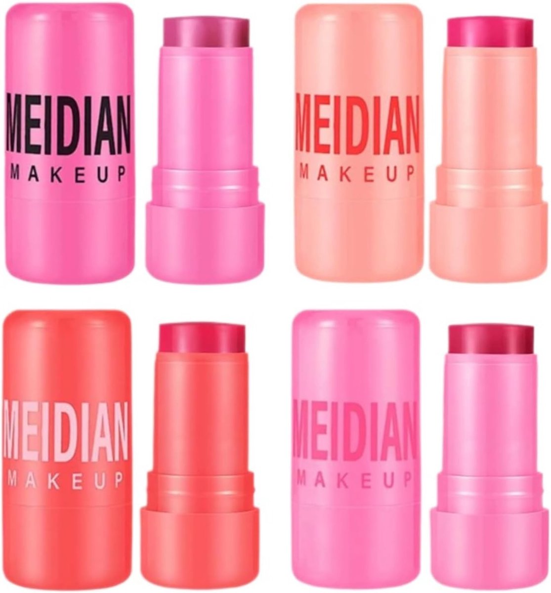 Multifunctionele Gelatin Rouge Set voor Ogen, Wangen en Lippen met Fruitige Geur - Universele Make-up voor Vrouwen (4 Stuks)