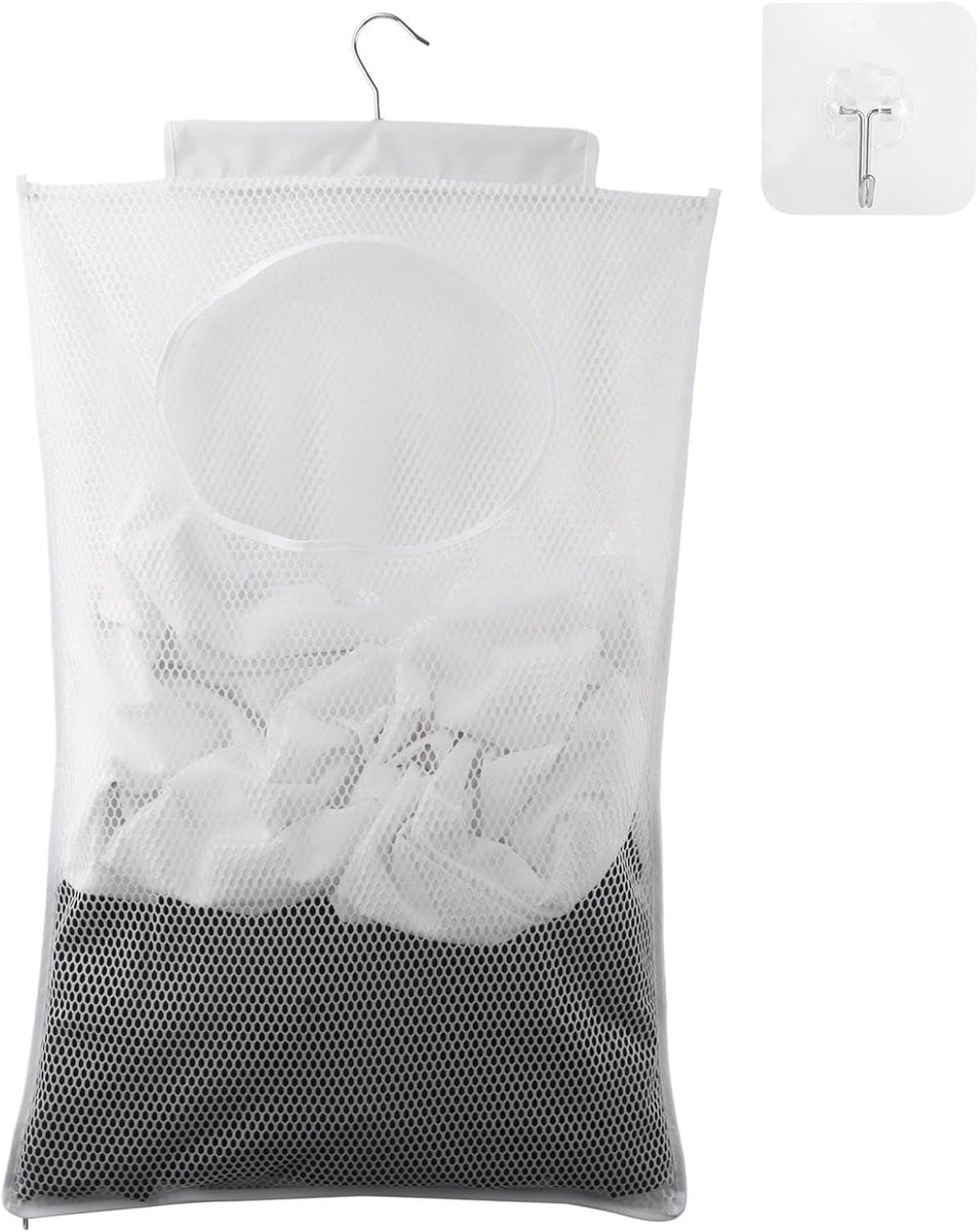 Duurzame Waszak voor Aan de Deur, Transparante Mesh Polyester Waszak met Plakhaak voor Kasten, Deuren en Reizen - Ideaal voor Organisatie en Ruimtebesparing