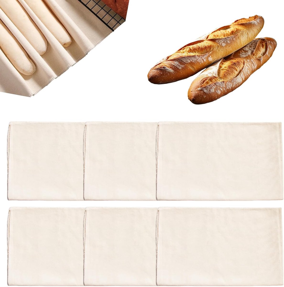 6 stuks 75 x 45 cm bakkerslinnen, strudeldoek, bakkerslinnen