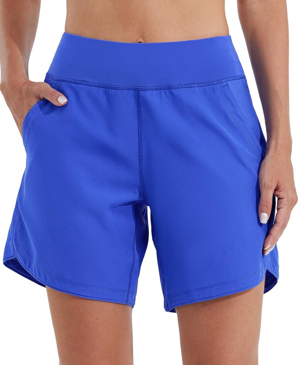 Shorts, boardshorts voor dames, 17,8 cm, sneldrogend, hoge taille