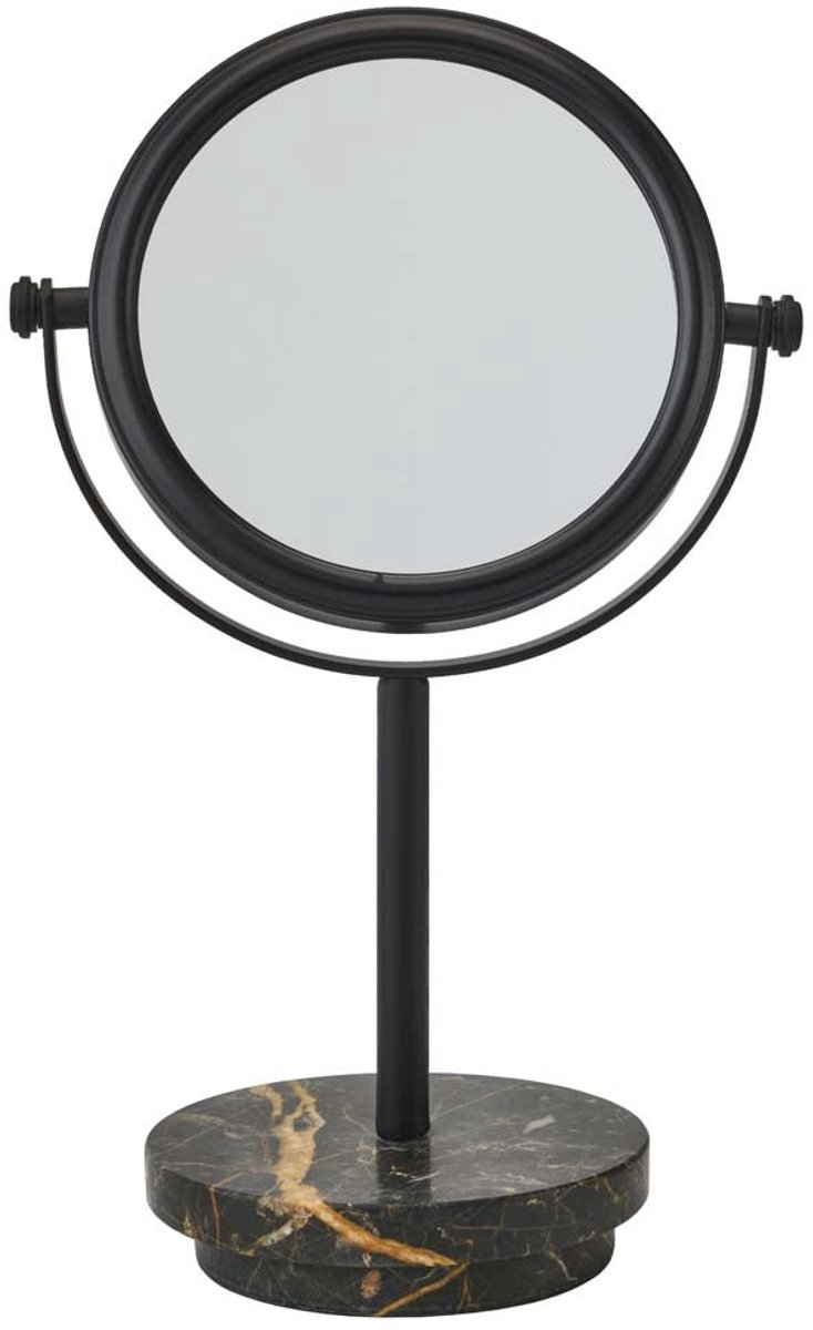 Porto Make Up Spiegel Black | Zwart / Donkergrijs | Natuursteen / Gepoedercoat staal