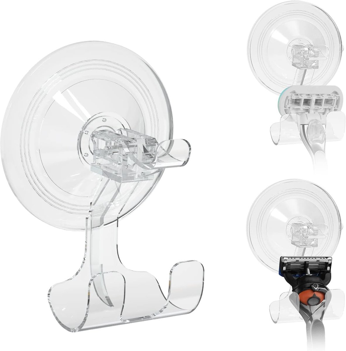 3-Pack Zuignap Scheermeshouder voor Douche, Wandmontage Badkamer