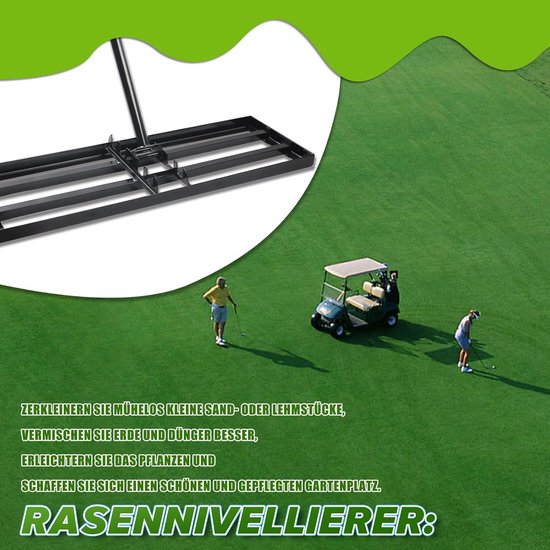 75 x 25 cm, ijzeren kunst, gazonrakel met 180 cm steel, lawn leveling — afbeelding 4