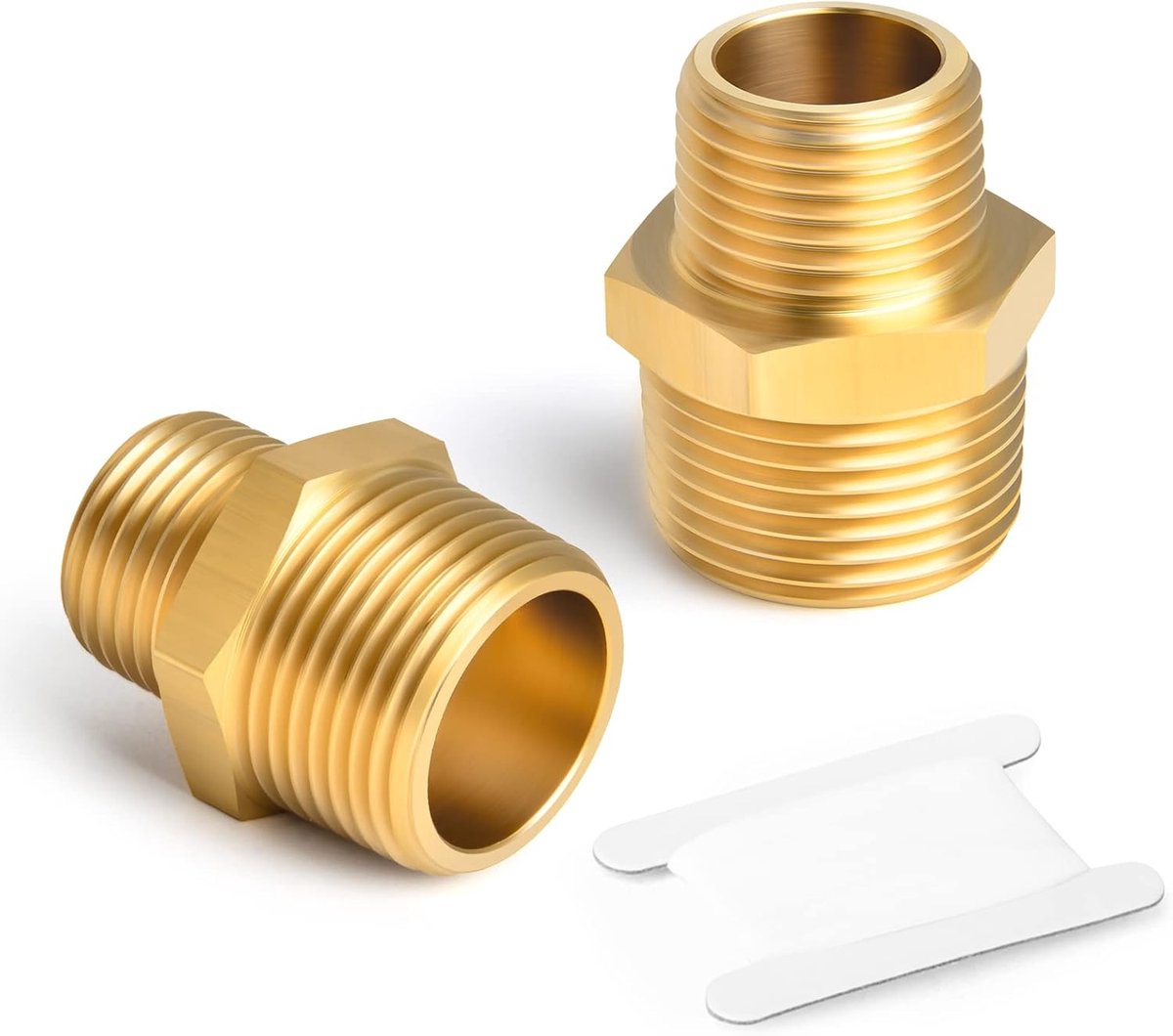 2 stuks messing buisfitting, reduceerbare zeskantnippel, 3/8“ x 1/4” mannelijke BSP koppelingsconnector voor water/olie/gas