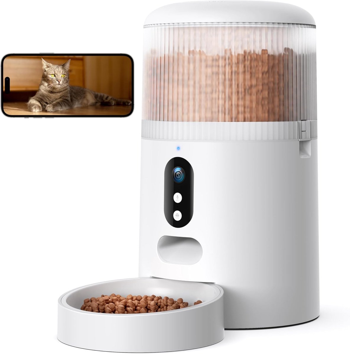 Automatische Kattenvoerautomaat WiFi, 3MP HD-video Kattenvoermachine met Nachtzicht, 4L Voerdispenser voor Katten/Honden met Tweewegaudio, APP-bediening, Bewegingsdetectie en Dubbel Vermogen