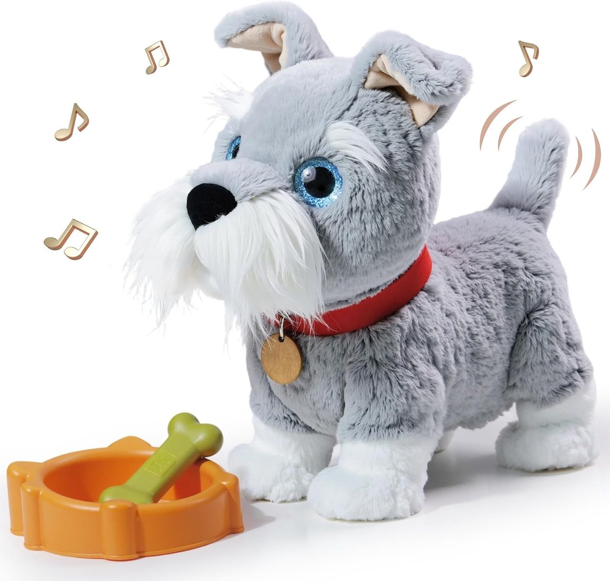 KIDS Interactief hondenspeelgoed voor kinderen, 6 muziek, loophond met geluidsbesturing van lopen en blaffen, spraakbesturing, speelhond, kinderspeelgoed vanaf 3, 6, 9, knuffeldier honden