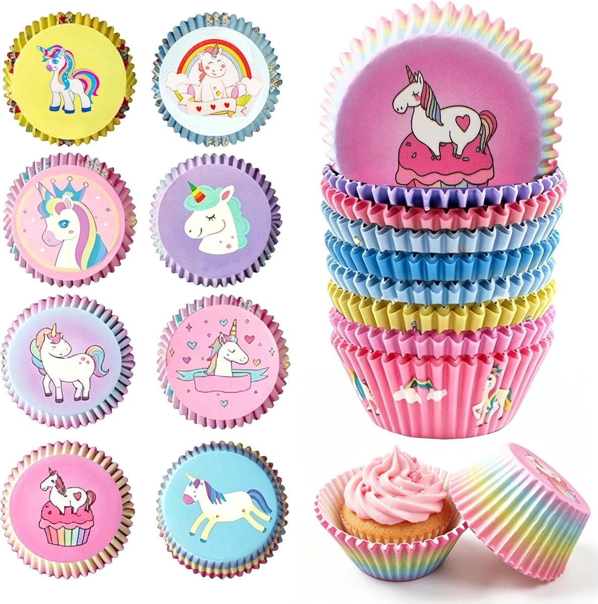 200 Stuks Muffinvormpjes Van Papier, Mini Muffins Bakvorm, Eenhoorn