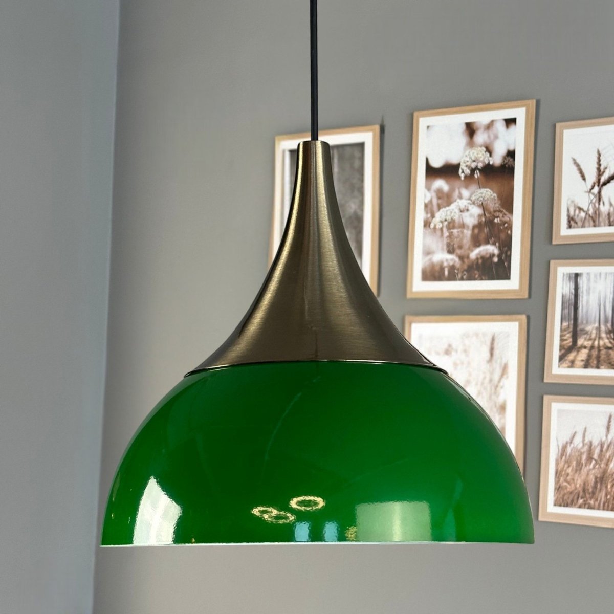 Bamyum Yimpi hanglamp, industriële Modern stijl, Ø43 cm, groen metalen lamp