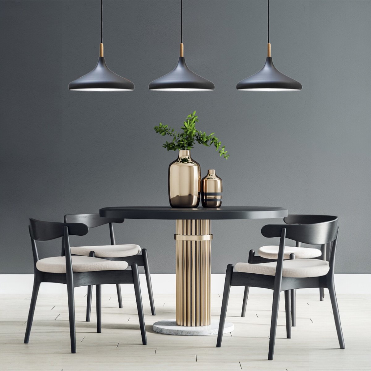 Bamyum Champion hanglamp, industriële Modern stijl, Ø35 cm, zwart metalen lamp