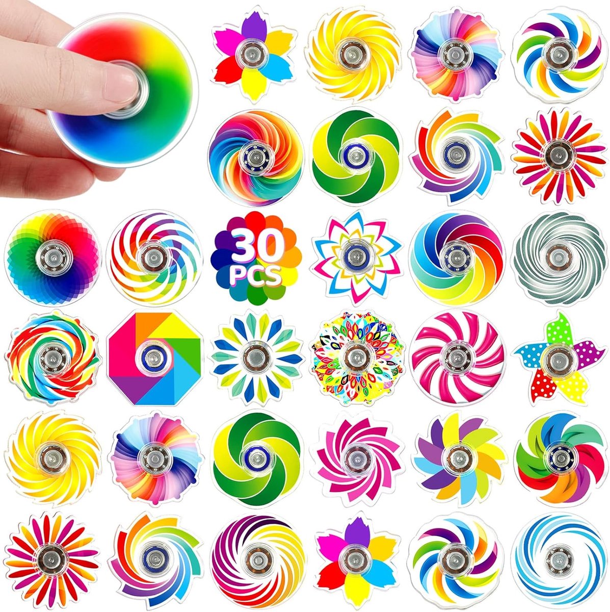 30-Pack Mini Fidget Spinners voor Kinderen – Regenboog Fidget