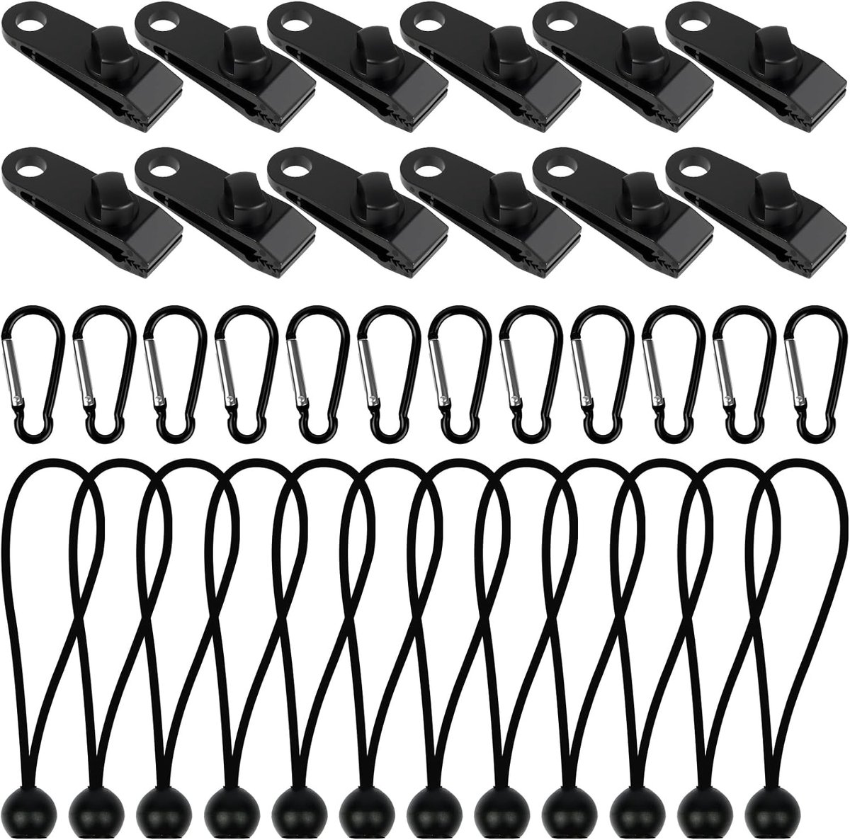 Tarp Clips Set, 36 stuks tent tarp clips, tarpaulin bevestigingen