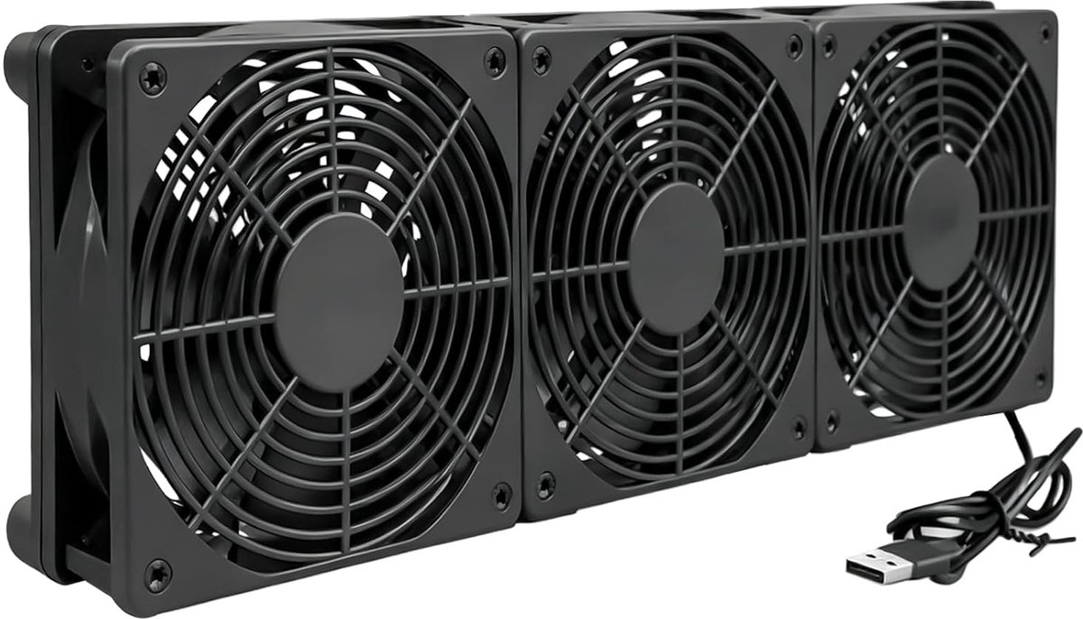 3 USB-ventilatoren van 120 mm: 120 mm kastventilator, computerventilator, USB-ventilator 120 mm, PC-ventilatorset met 3 instelbare snelheden, axiale ventilator, koeling