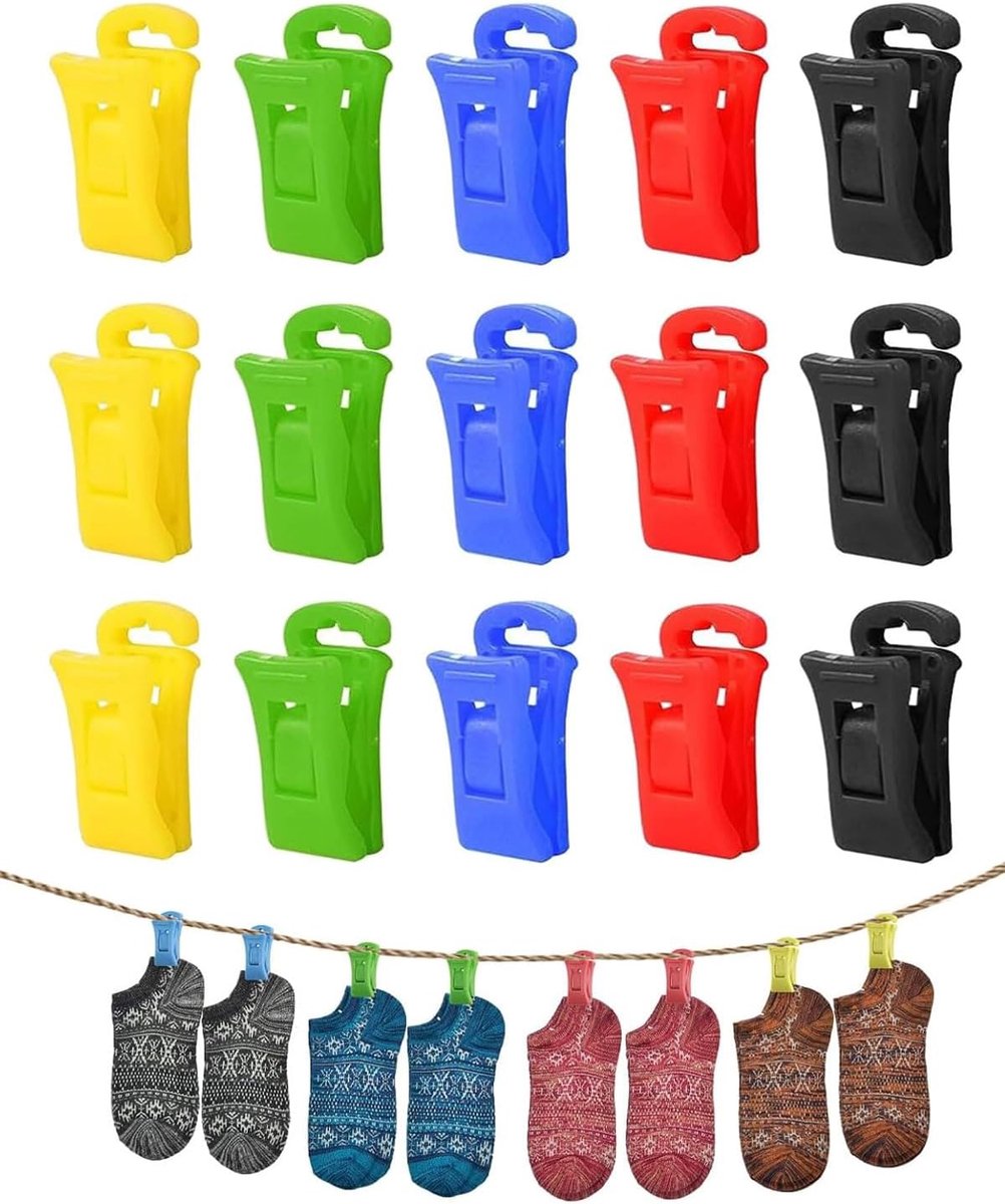 15 stuks sokkenhouders met haken, sokkenhouder voor wasmachine