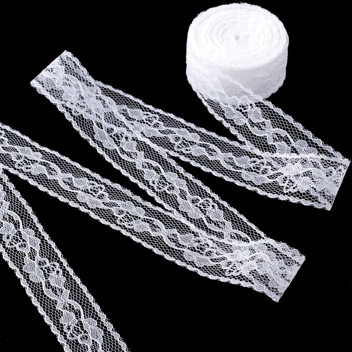 Weiß, 2.5cm x 18.2m (ca. 20 Yards) – Lace Borten und Bänder zum Nähen, Trim & Embellishments für Hochzeit Tischdeko Basteln