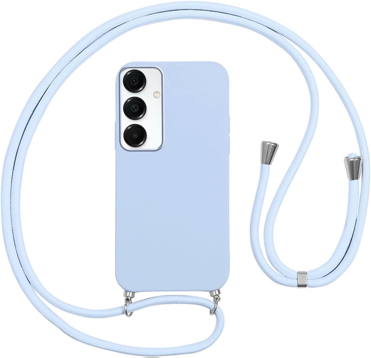 Beschermhoesje voor Samsung Galaxy A16/A16 5G, hoes met koord, blauw, siliconen, schokbestendig, TPU, zacht case, verstelbaar en stijlvol met ultradunne ketting, blauw