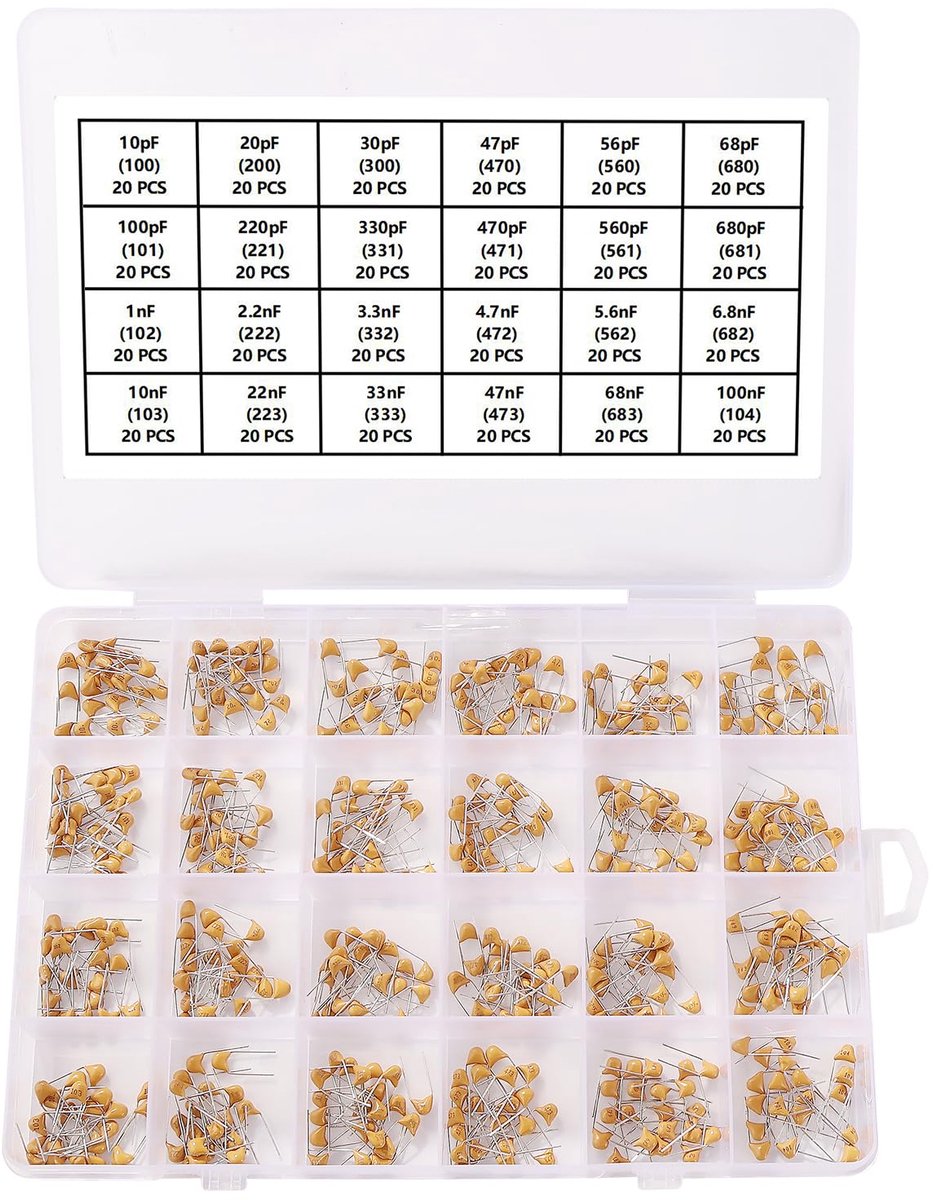 480 Stuks 24 Waarden 10pF-100nF Keramische Condensator Assortiment