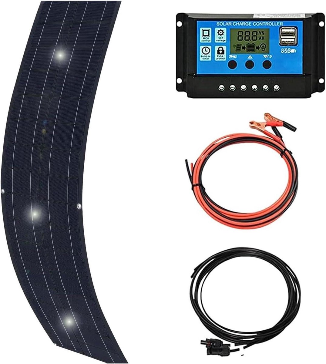 Flexibel Zonnepaneel - Buigbaar Paneel - Energie Opwekken - Hoge Conversie-efficiëntie - 200W - Zwart