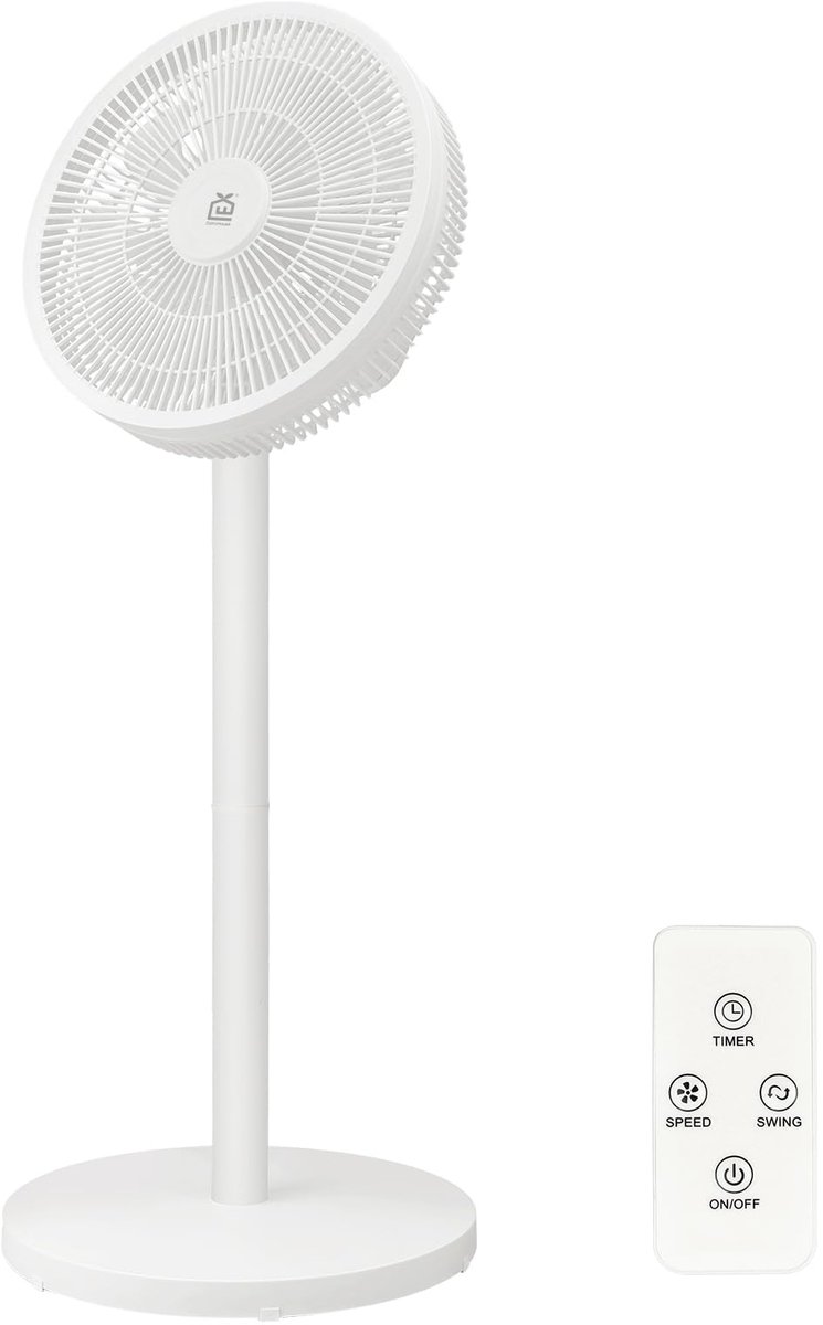 SnelShoppen - Staande Ventilator met Afneembare Stang 91 cm/63,5 cm, 3 Snelheden, 90° Oscillatie, 35° Helling, Energiebesparend 50 W voor Slaapkamer,