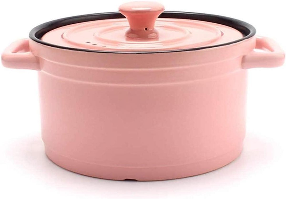 Braadpan met deksel Kookpot Soeppan Gezond Koken Anti-aanbak keramiek 5L Roze