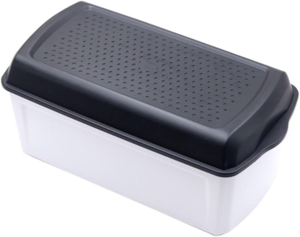 Broodtrommel Voedselopslag - Brooddoos Keuken - Brood Vers Houden - Ventilatie Ontwerp - 33.5x17x15.5CM - Zwart