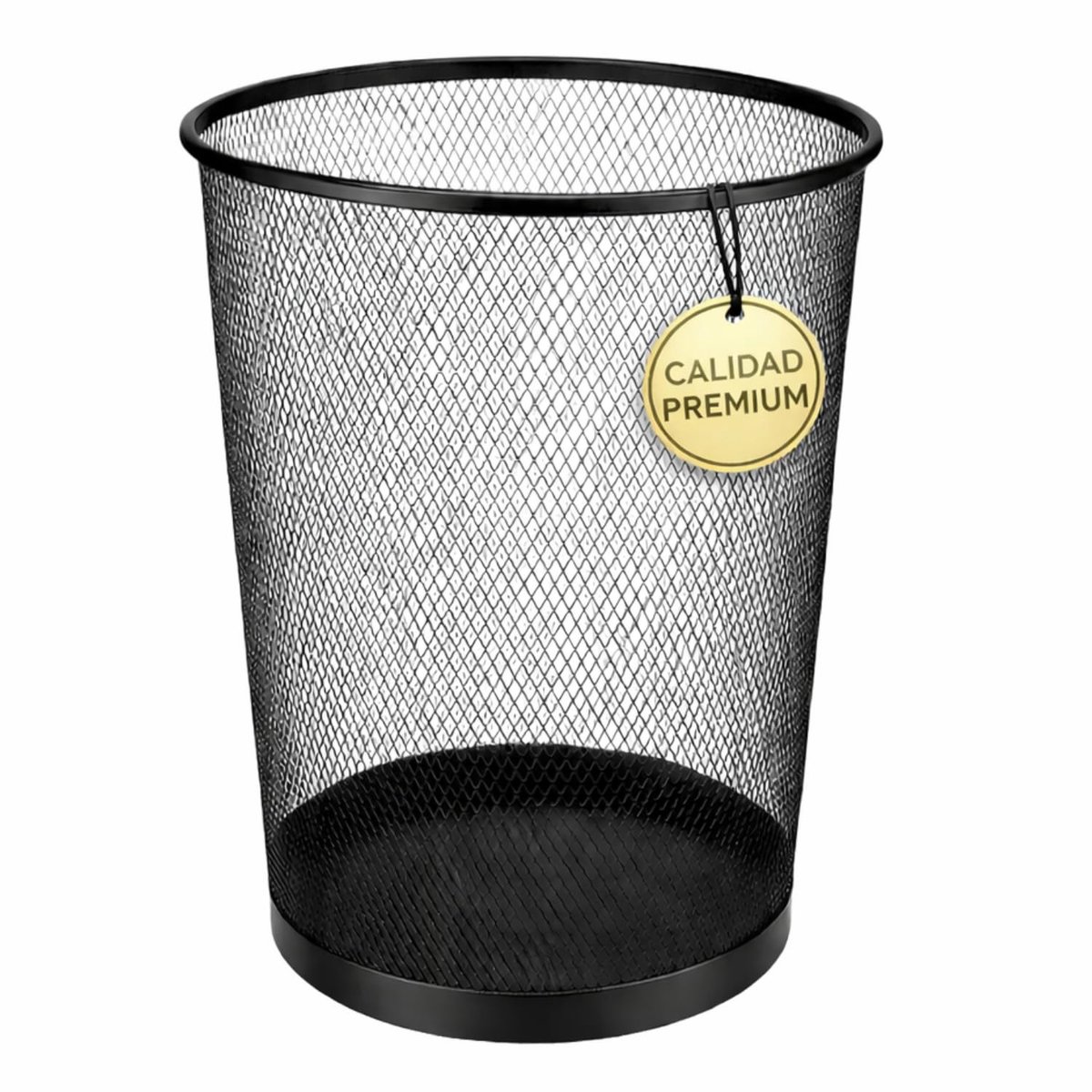 SnelShoppen - Papier prullenbak | Ronde vuilnisbak | Metalen gaas met stevige basis | 12 L | Zwarte prullenbak voor kantoor, woonkamer, keuken en meer