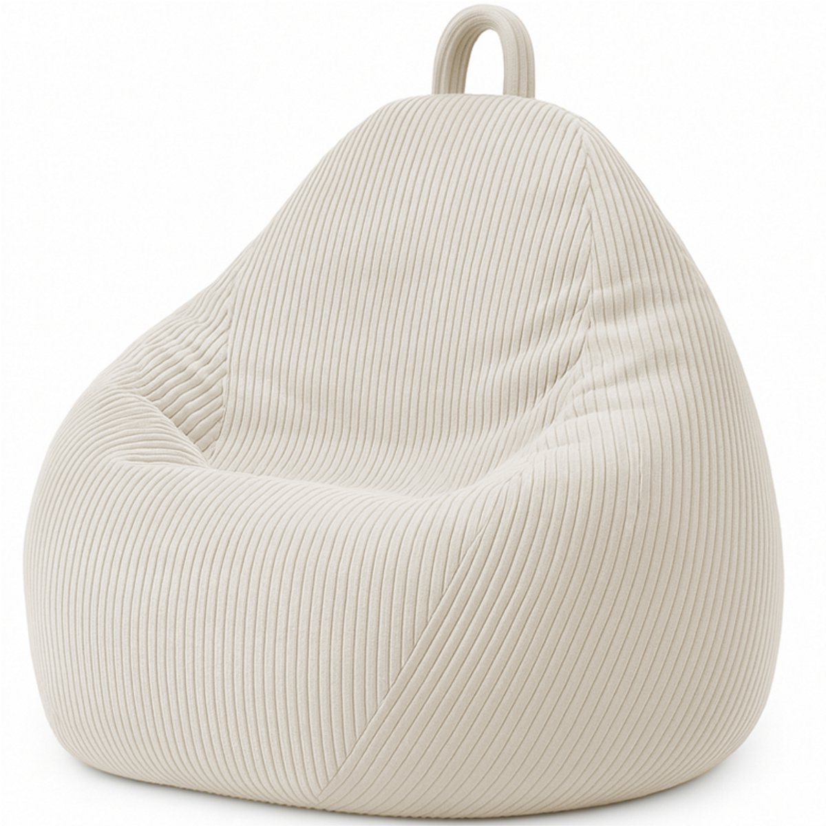 Bananair - Peervorm zitzak - ribfluweel - Afneembare hoes - Volwassenen & Kinderen - Beige - 120 x 100 cm