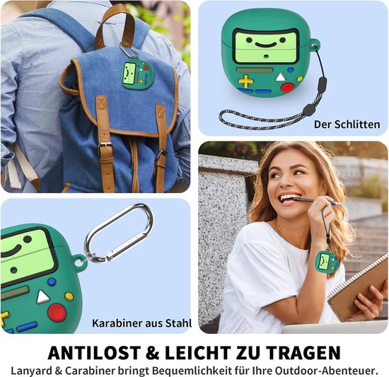 [6 in 1] MOWYEOK hoofdtelefoonhoes voor Bose, compatibel met Bose QuietComfort oordopjes II/QuietComfort Ultra, karikatuur spelconsoles, design, zachte siliconen beschermhoes met karabijnhaak en — afbeelding 2