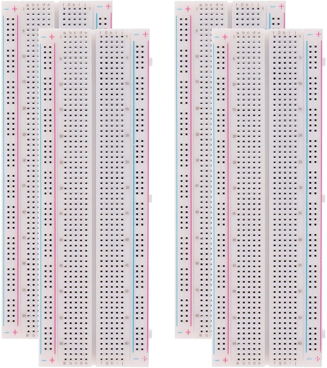 4 stuks breadboard kit soldeervrij steekbord, 830 tie-punten mini, solderless breadboard 830 punten prototyping schild voor elektronica getest DIY