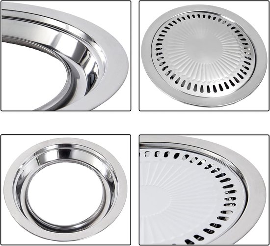 Stick Style Kookplaat Koreaanse Barbecue Grill Ronde Barbecue Grill Pan Kachel Grillplaat, voor Indoor Outdoor Camping Bbq, Grill Pannen Voor Koken Gezonde Keuken Vlees Groente BBQ Accessoires Gereedschap — afbeelding 3