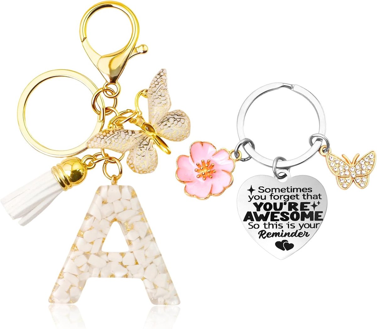 letter meisjes sleutelhanger letters vlinder geluksbrenger zakhanger bloemen sleutelhanger voor vrouwen meisjes verjaardagscadeau