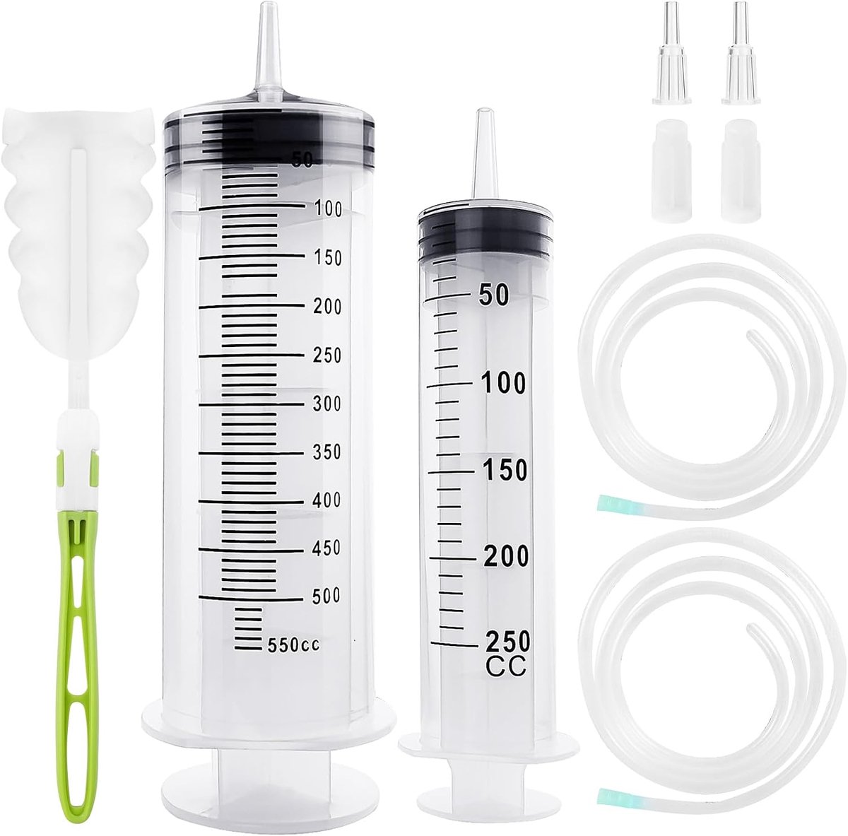 Spuit Met Slang en Dop 250 ml + 550 ml, Grote Herbruikbare Spuit, Enkele Verzegelde Spuiten Met Grote Capaciteit voor Laboratorium, Industrie, Huisdiervoeding
