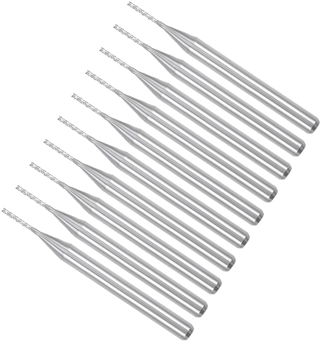 10 stuks hardmetalen schachtfrees graveerfrezen bit 0,8 mm bit diameter. 1/8 inch schacht CNC gesneden router bit gereedschap - (toepassing: voor PCB-machine)