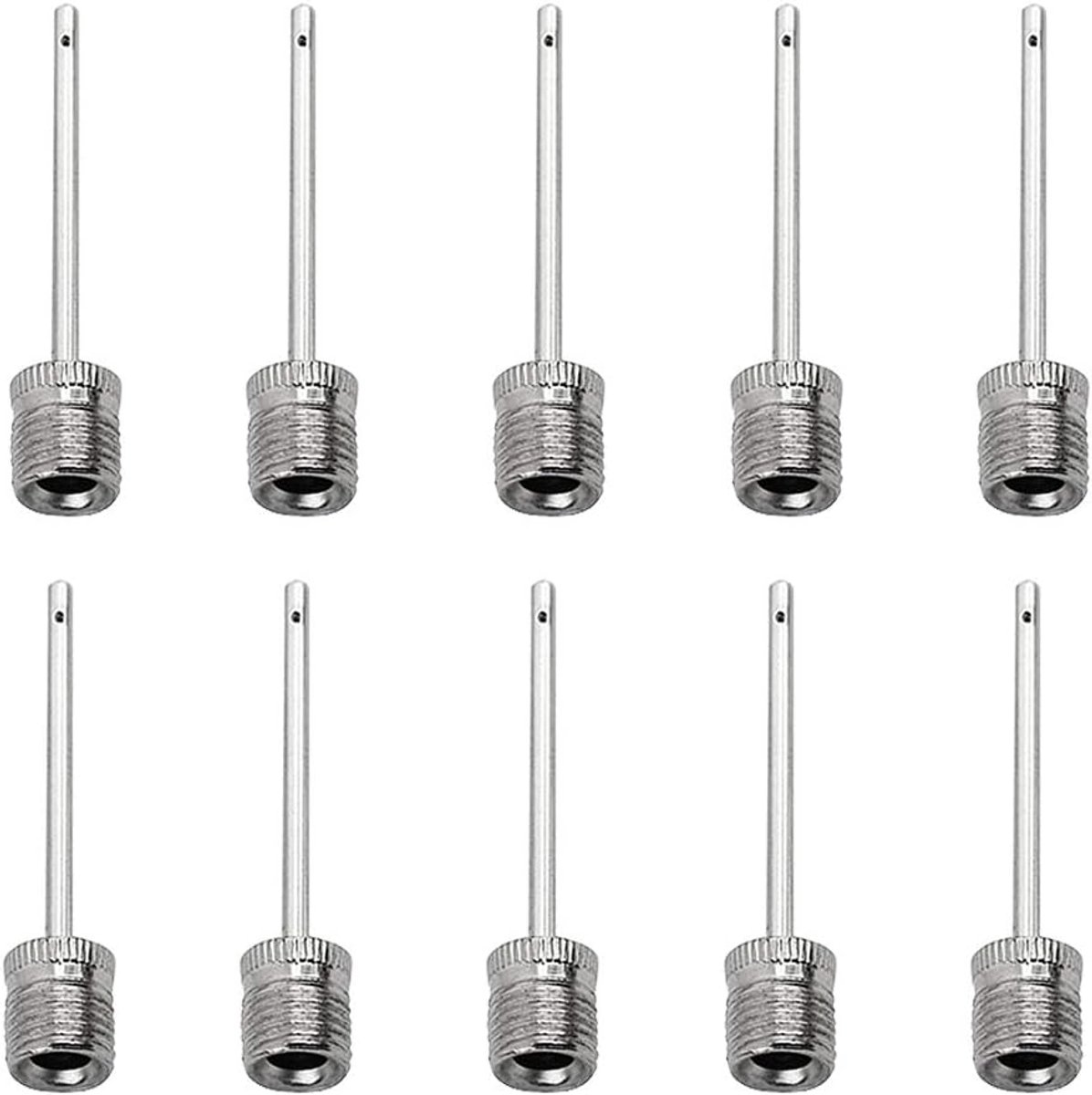 Set van 10 kogelnaalden met zijgaten, roestvrijstalen kogelpompnaalden, voetbalpompnaalden/voetbalventielnaald/bal inflatienaald, pompnaald voor een verscheidenheid aan ballen (zilver)