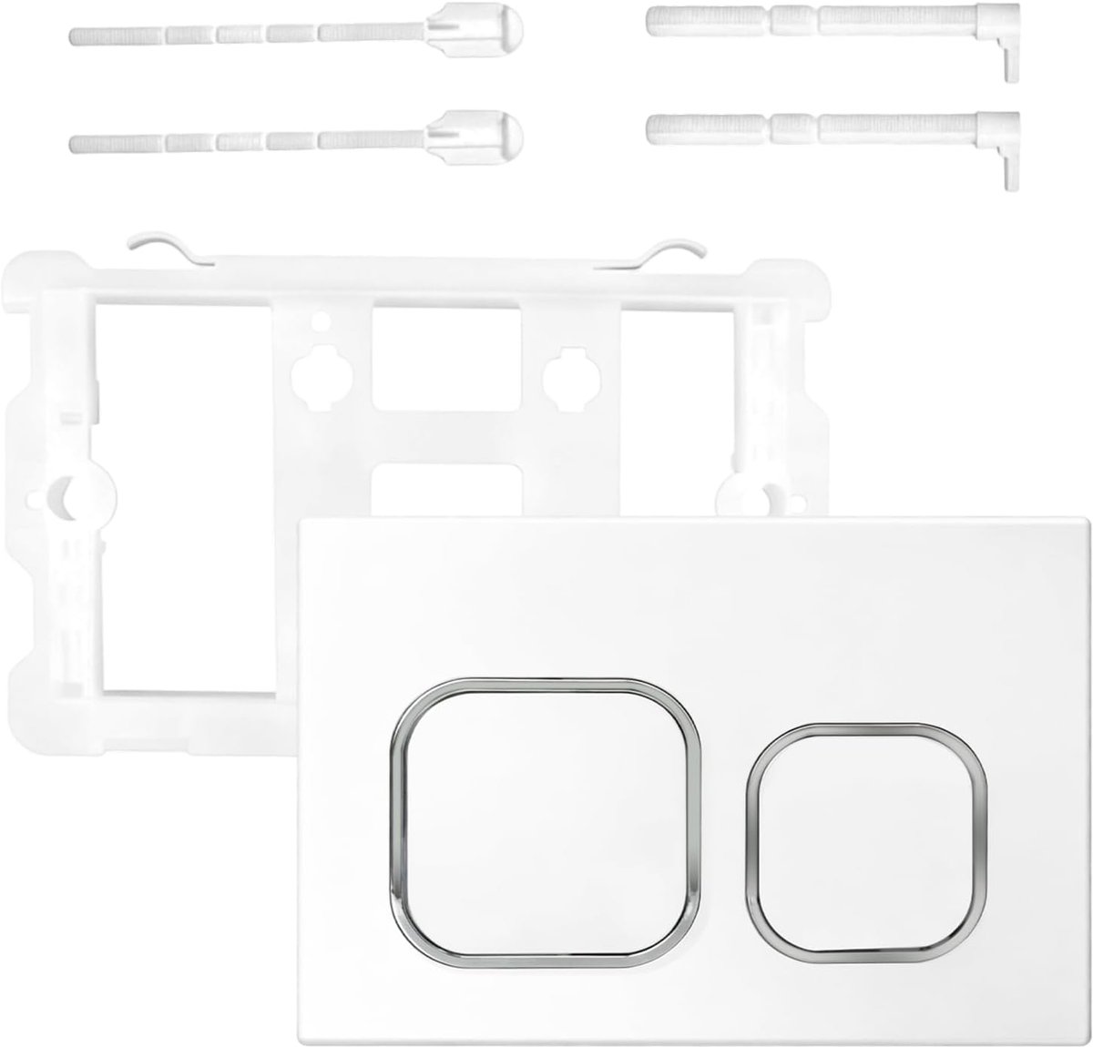 Sigma Vervangende wc-drukplaat, wc-drukplaat, zilver-matzilver, dubbele spoeling 2/4 liter, universele bedieningsplaat voor UP300, UP320, (242 x 162 mm)