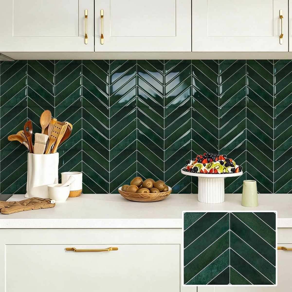 tegels keuken visgraatpatroon groene tegelstickers zelfklevende tegels waterdichte keukentegels wandtegels zelfklevend voor tegelfolie badkamer keuken 10 stuks 29 × 23 cm