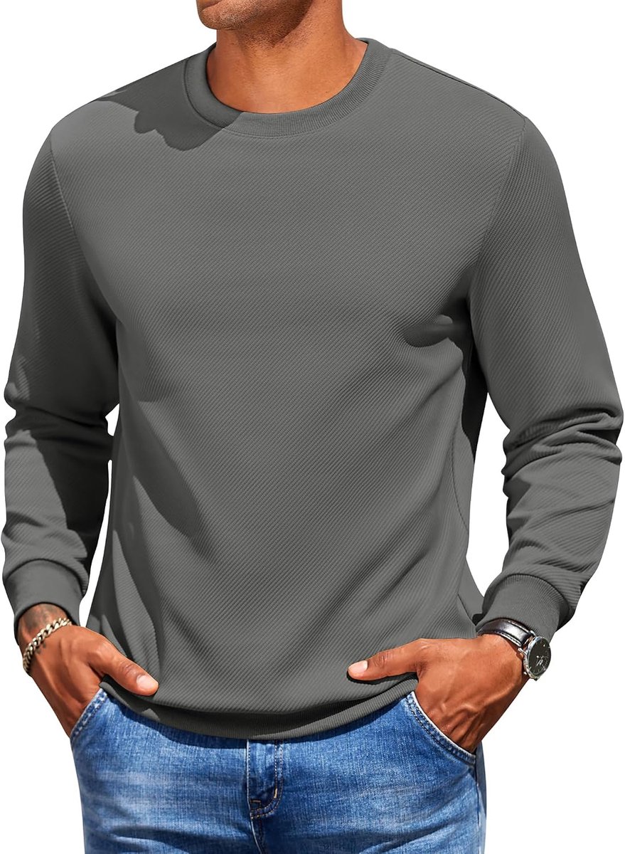 Heren Sweatshirt Met Ronde Hals Casual Pullover Crewneck Sweatshirt Zonder Capuchon Shirt Met Lange Mouwen Basic Sweatshirts Voor Mannen | Pullover, ronde hals, ronde hals, sweatshirts voor heren, basic, vrije tijd