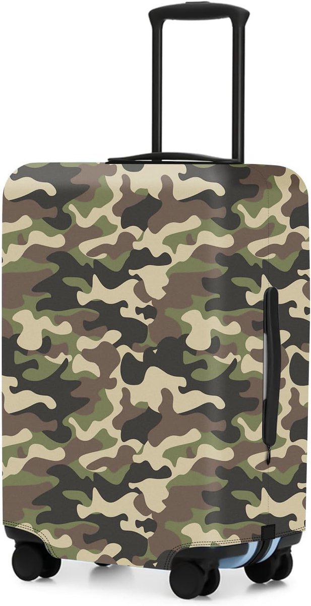 Reisbagagehoes, wasbare elastische kofferhoes, bagagebeschermhoes voor 45-55 cm bagage (boscamouflage, S), bruin bos camouflage, klein, Bruin Bos Camouflage, S