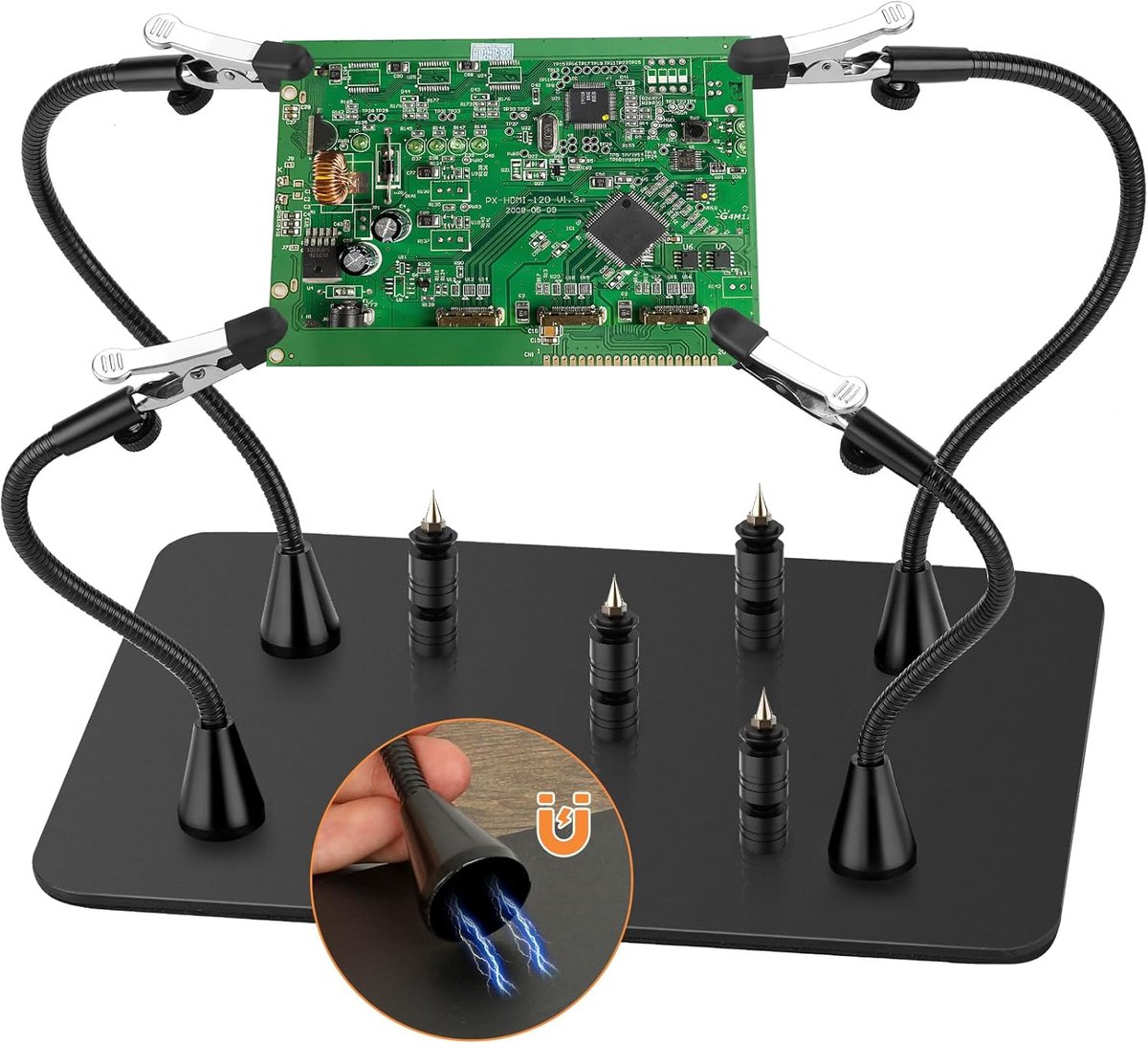 Super Magnetische Helpende Handen Soldeerhulp, Soldeerstation Met Krokodillenklemmen, Printplaat-Houder, 4 Helping Hands en 4 PCB-printplaathouders voor Elektronica-Reparatie, Sieraden, Hobby