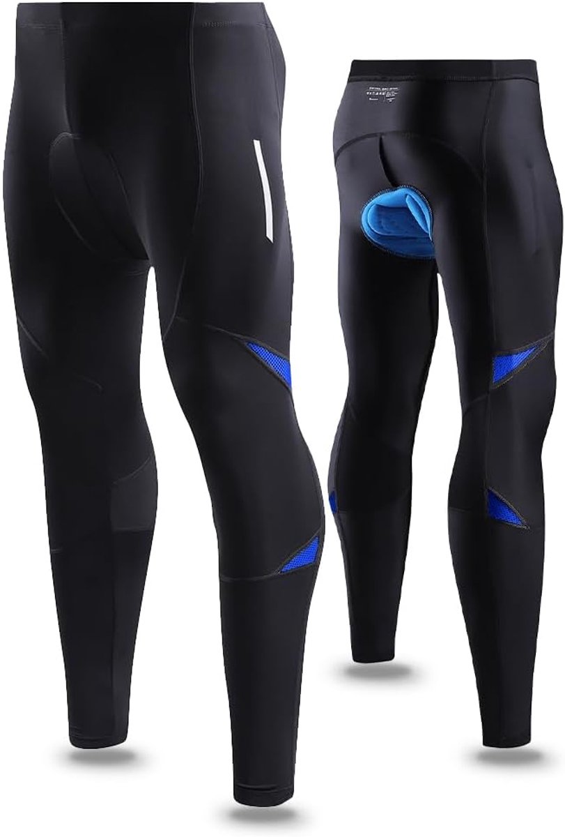 Lange Fietsbroek Voor Heren, Lang, Reflecterende Coating, Sneldrogend Ademend Elastisch, 5D-Gel Gewatteerd, Fietsen Pants Voor Mountainbike, Sport Buiten Fietsen