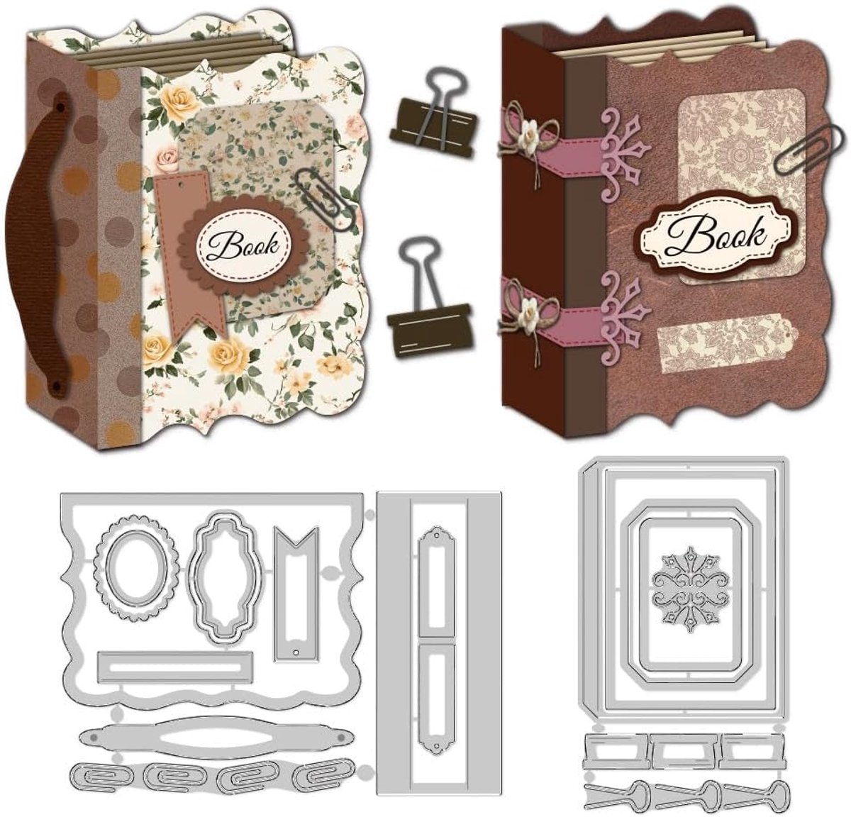 3D Mini Boek Snijmallen Metalen Snijmallen Kaarten Maken Stanssjablonen Sjabloon Sjablonen Frame Voor DIY Scrapbooking Ambachten Albums Wenskaarten Geschenken Uitnodigingen Decor