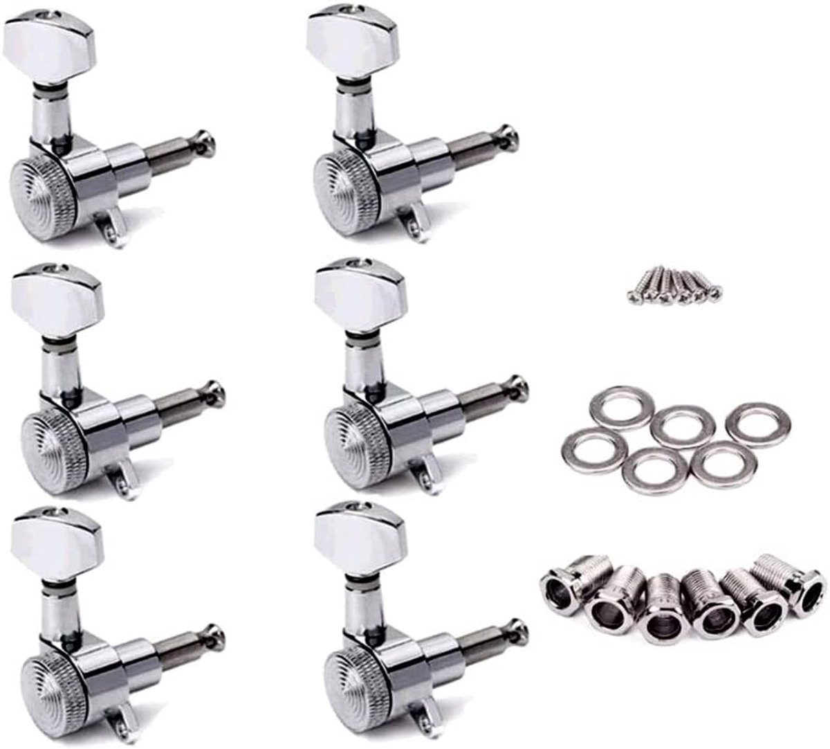 6R inline vergrendelde gitaarstemknoppen, Zilver