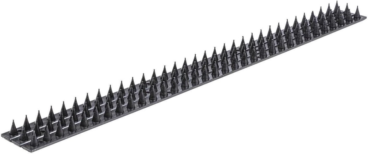 Vogelafweer, spikes, duivenafweer, balkon, leuning, vogelbescherming, voorgemonteerd, afschrikking, vogels, katten, dieren, muur, kattenafweer, duivenspikes, omheining, kunststof, zwart, 5 m