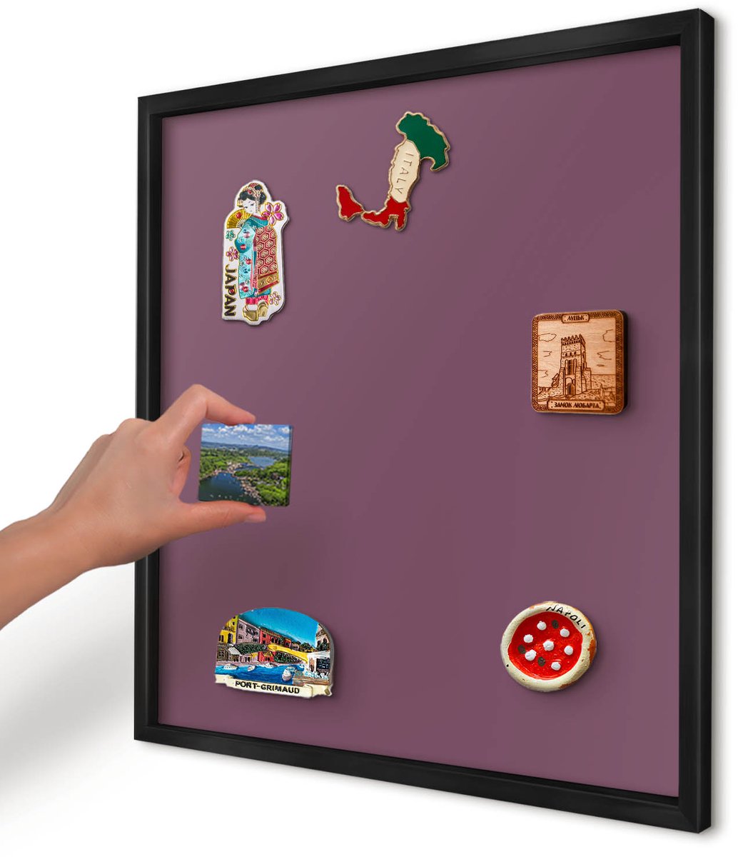 Artprintcave Bordeaux Magneetbord mit Zwart Frame - 50x50 cm - Paarse Kleur Magneet Bord mit Frame - Minimalist Magnetisch Bord - Achtergronden En Patronen